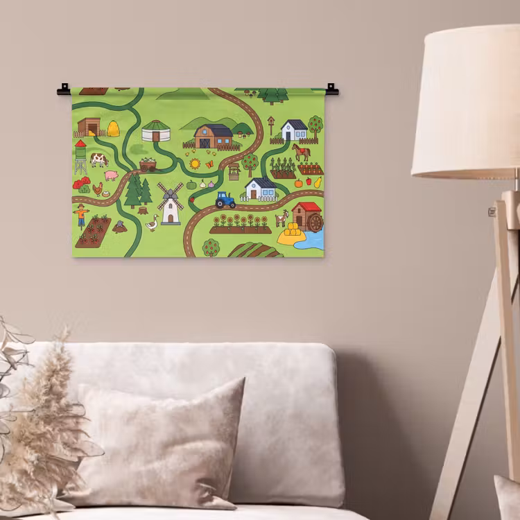 Wandkleed - Dieren - Platteland - Illustratie — 2