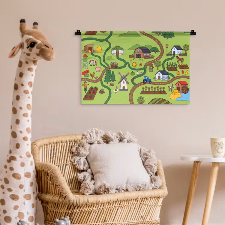 Wandkleed - Dieren - Platteland - Illustratie — 5