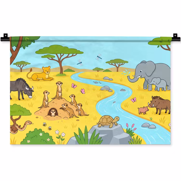 Wandkleed - Dieren - Savanne - Cartoon — 1