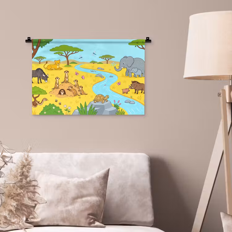 Wandkleed - Dieren - Savanne - Cartoon — 2