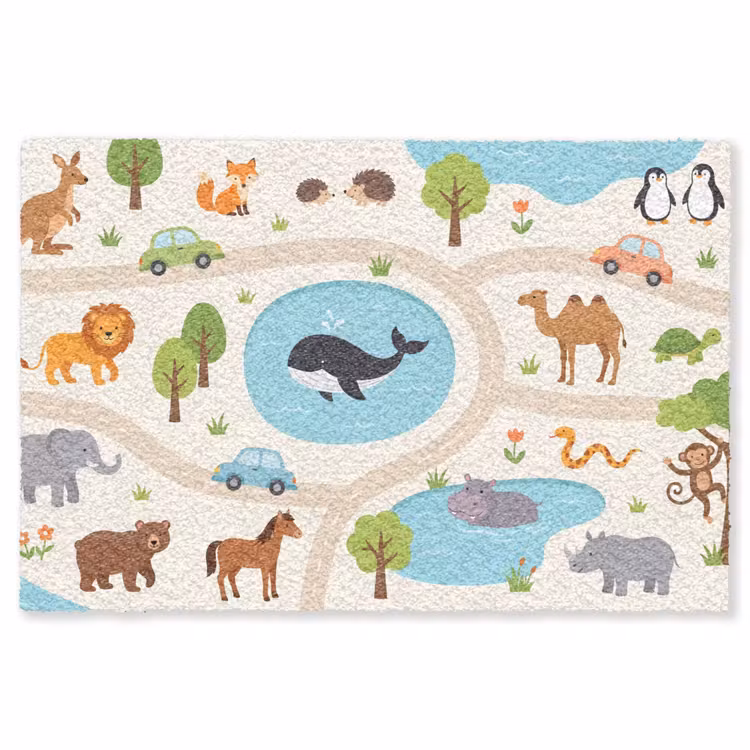 Vloerkleed - Dieren - Wereld - Illustratie — 1