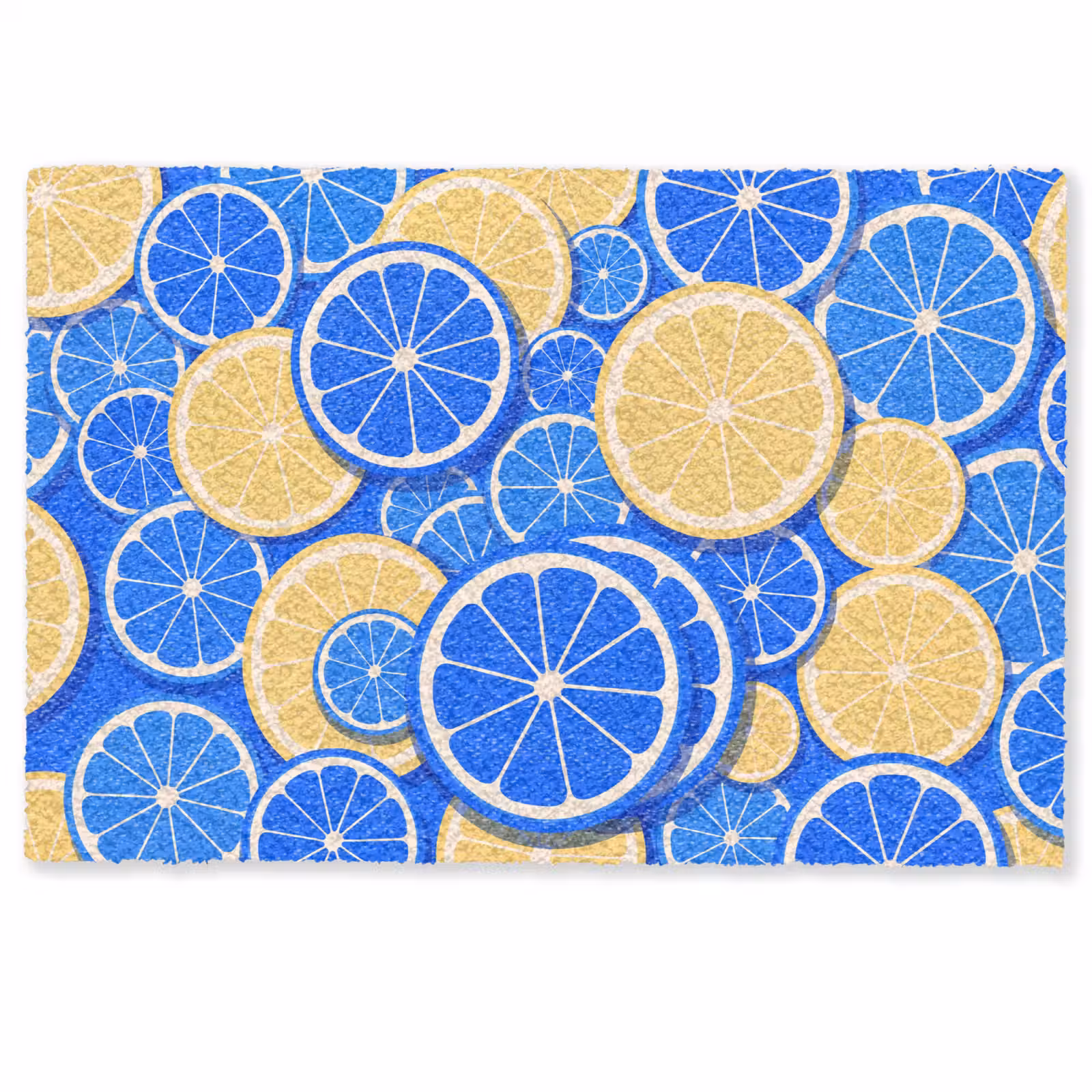 Deurmat - Fruit - Schijven - Patroon - Modern - Blauw - Geel — 1