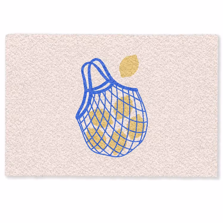 Deurmat - Eten - Citroen - Boodschappen - Abstract - Geel - Blauw — 1