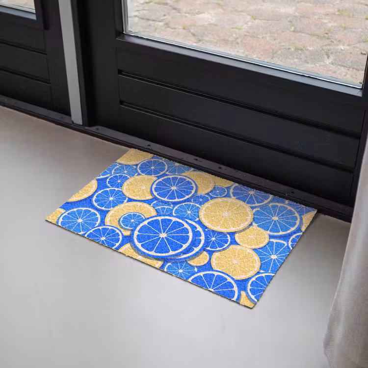 Deurmat - Fruit - Schijven - Patroon - Modern - Blauw - Geel — 2