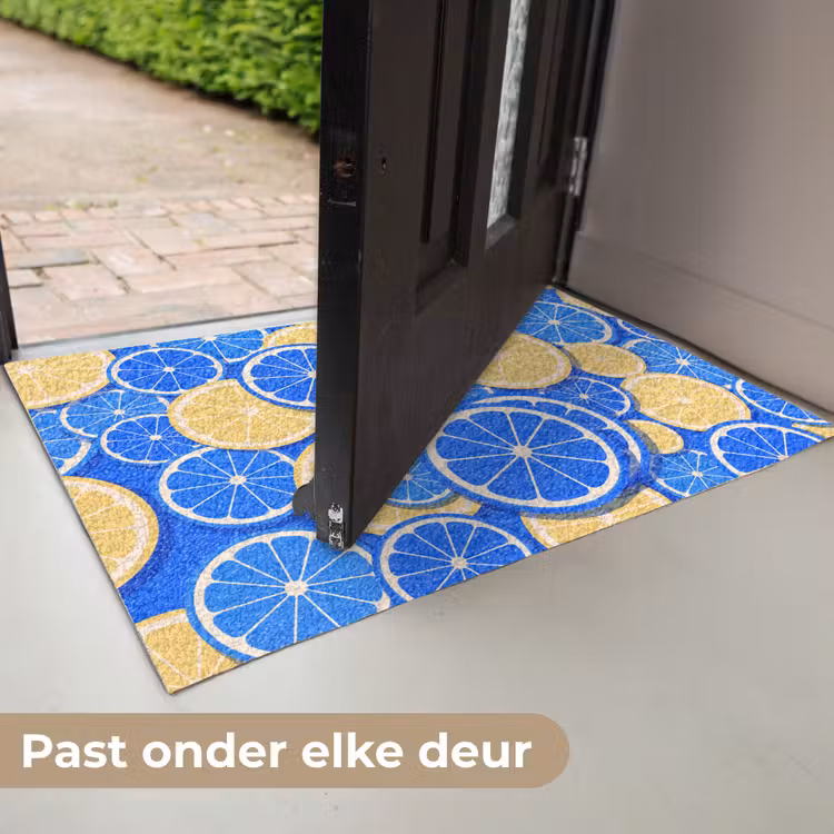 Deurmat - Fruit - Schijven - Patroon - Modern - Blauw - Geel — 7