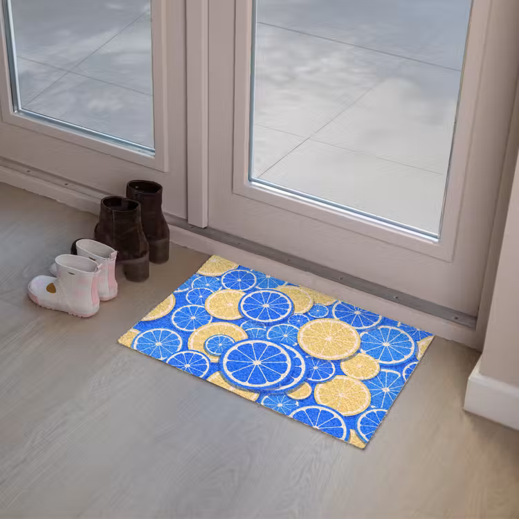 Deurmat - Fruit - Schijven - Patroon - Modern - Blauw - Geel — 8