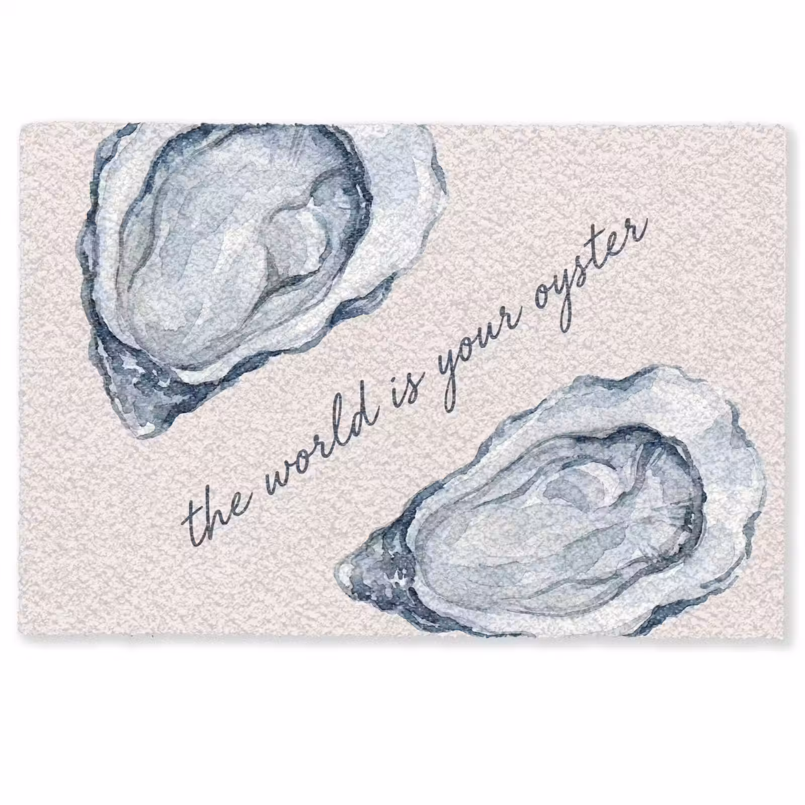 Deurmat - Zeeleven - Oester - Aquarel - Minimalistisch - Blauw — 1
