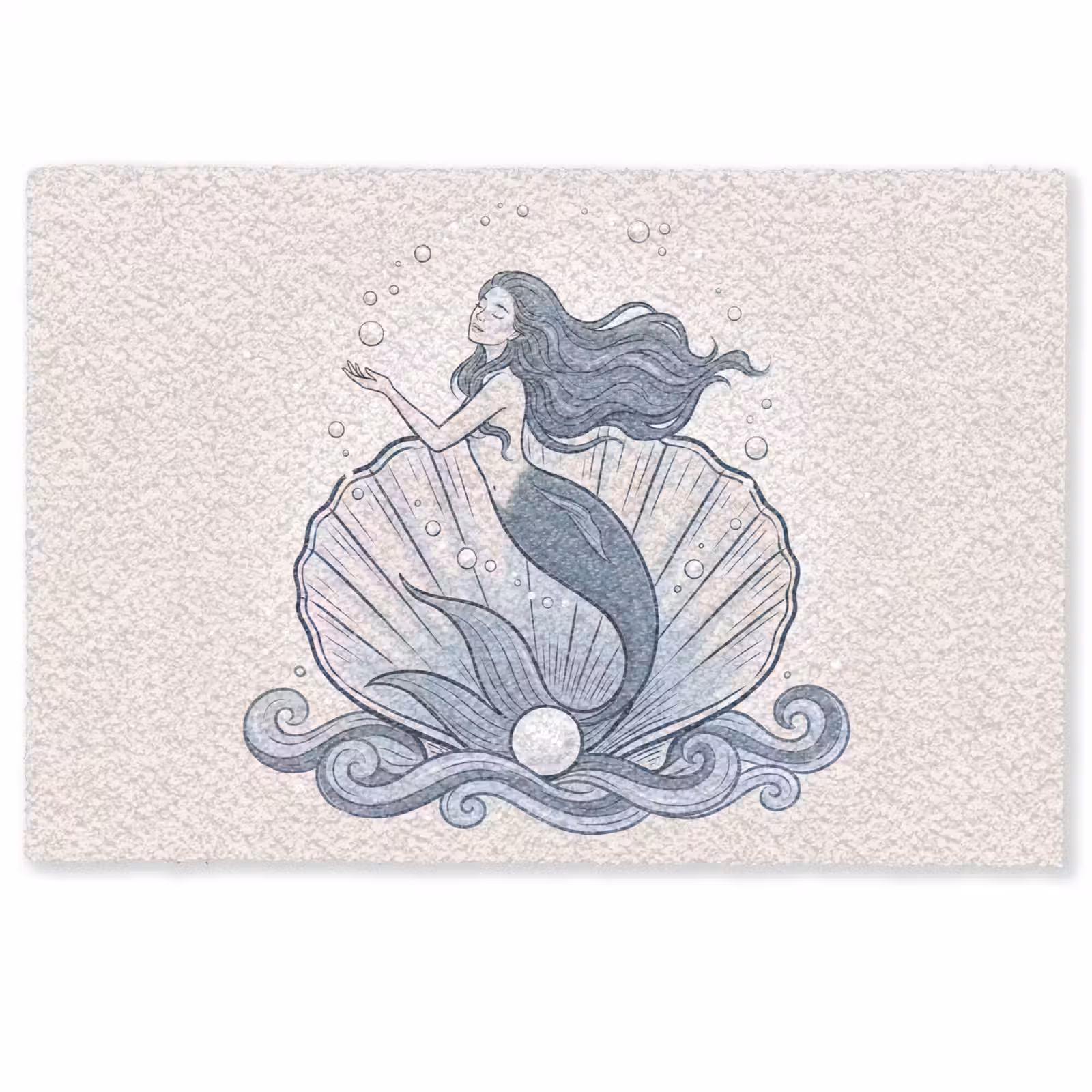 Deurmat - Zeemeermin - Schelp - Zee - Fantasie - Blauw — 1