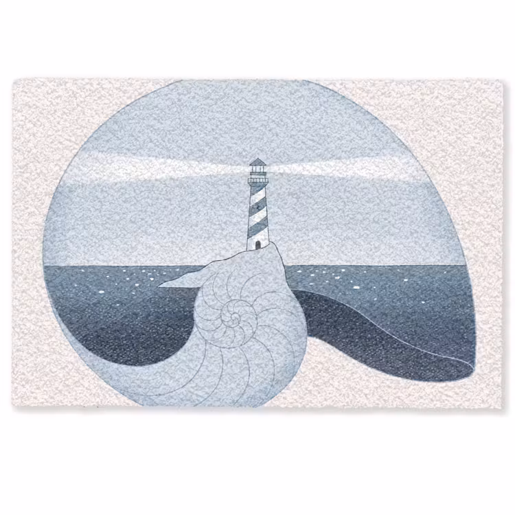 Deurmat - Vuurtoren - Zee - Schelp - Abstract - Blauw — 1