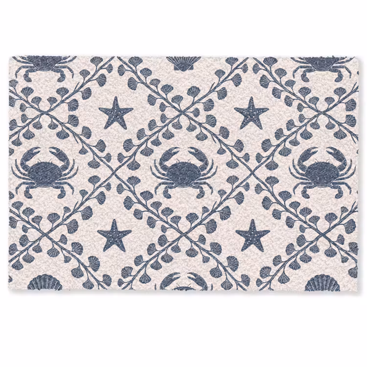 Deurmat - Zee - Krab - Zeester - Patroon - Blauw — 1
