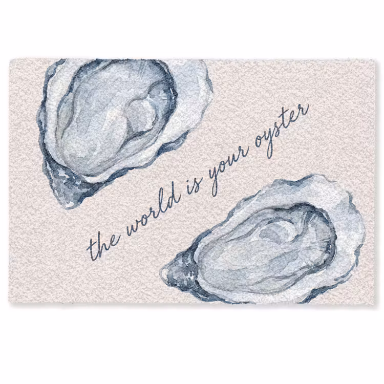 Deurmat - Zeeleven - Oester - Aquarel - Minimalistisch - Blauw — 1
