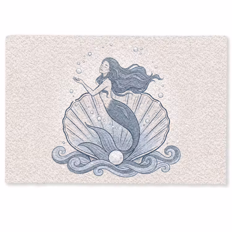 Deurmat - Zeemeermin - Schelp - Zee - Fantasie - Blauw — 1
