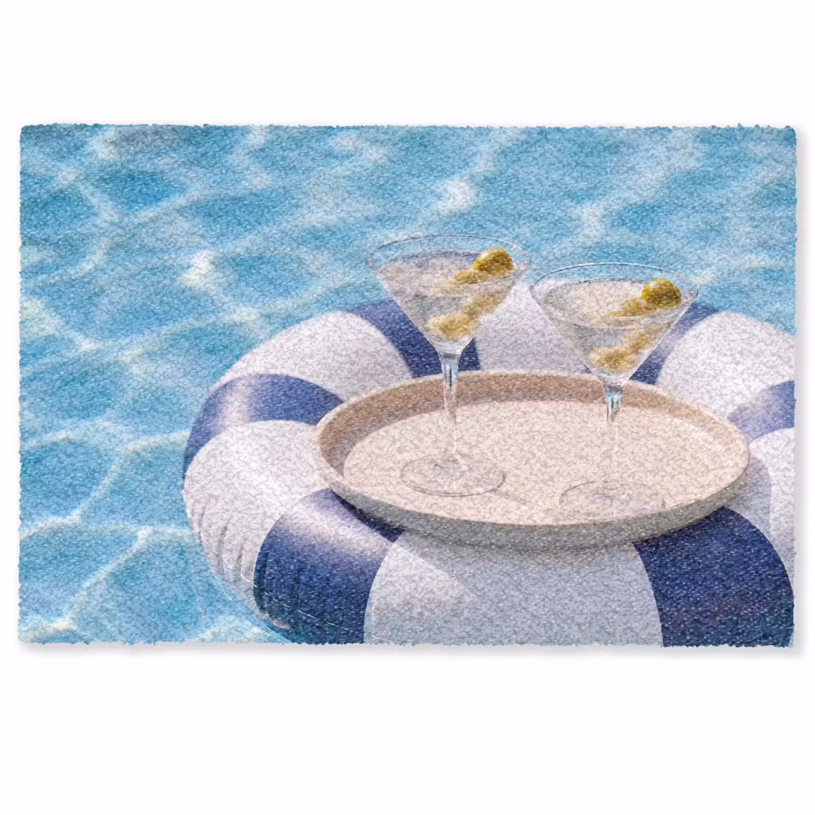Deurmat - Cocktail - Zwembad - Zomer - Blauw — 1