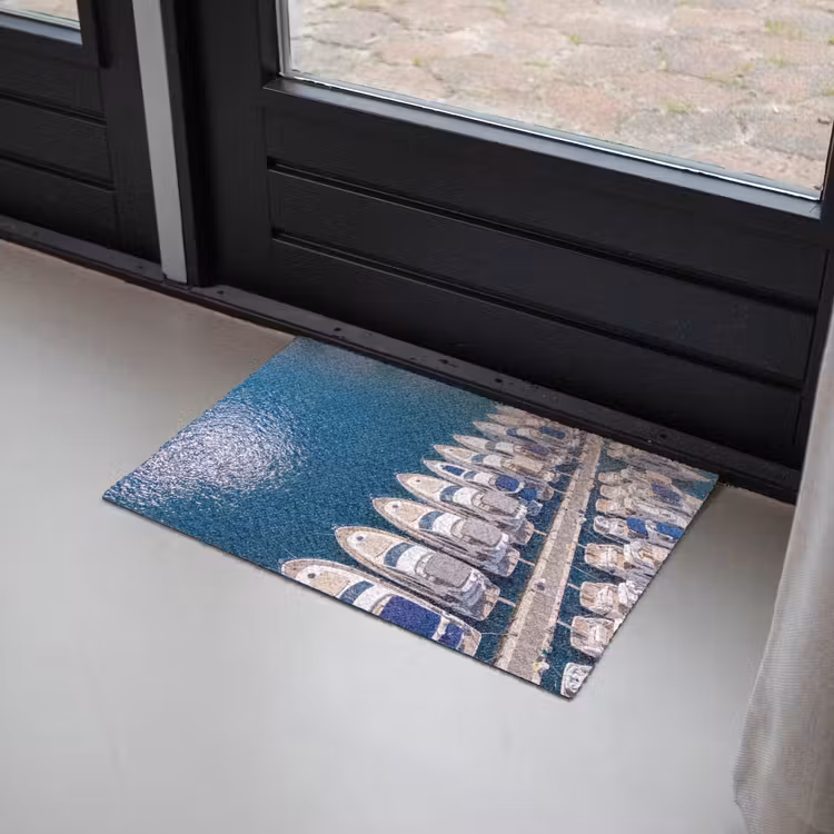 Deurmat - Boot - Jachthaven - Water - Zomer - Blauw — 2