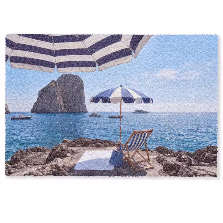 Deurmat - Strand - Ligstoel - Parasol - Zomer - Blauw — 1