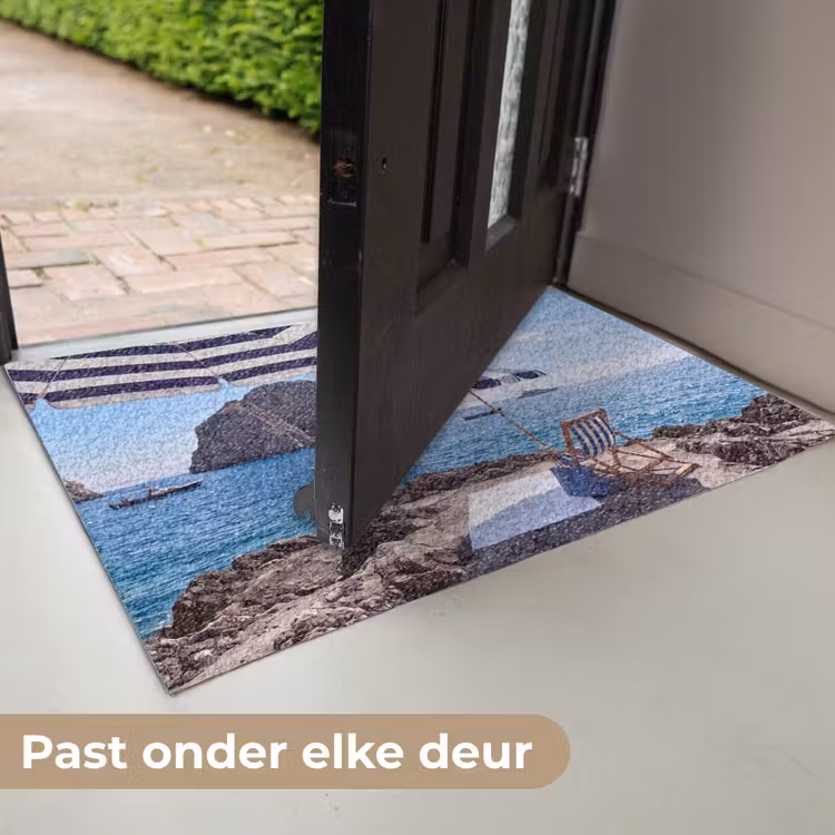 Deurmat - Strand - Ligstoel - Parasol - Zomer - Blauw — 7