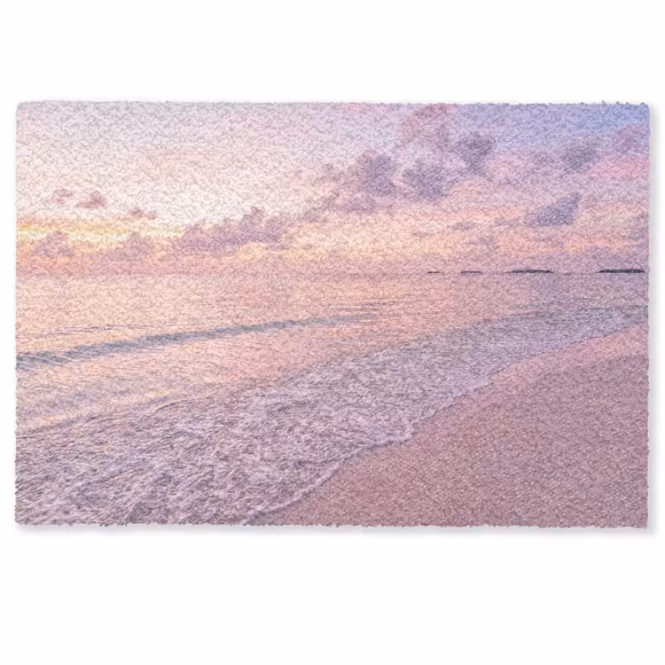 Deurmat - Strand - Zonsondergang - Natuur - Minimalistisch - Roze — 1