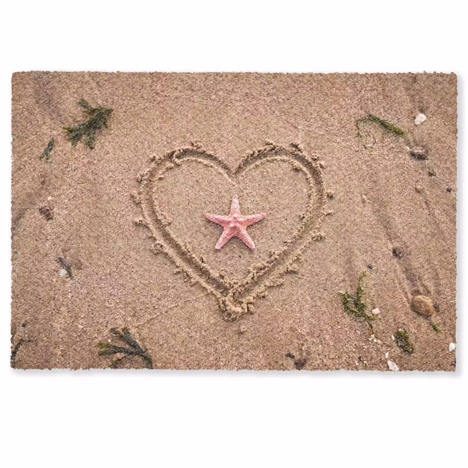 Deurmat - Dieren - Hart - Strand - Zand - Roze — 1
