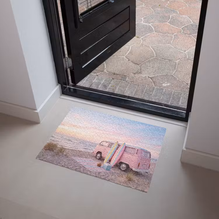 Deurmat - Busje - Strand - Surfplank - Zomer - Roze — 4