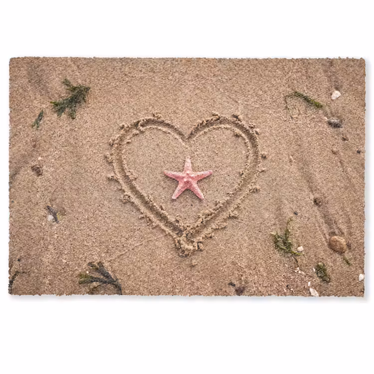 Deurmat - Dieren - Hart - Strand - Zand - Roze — 1