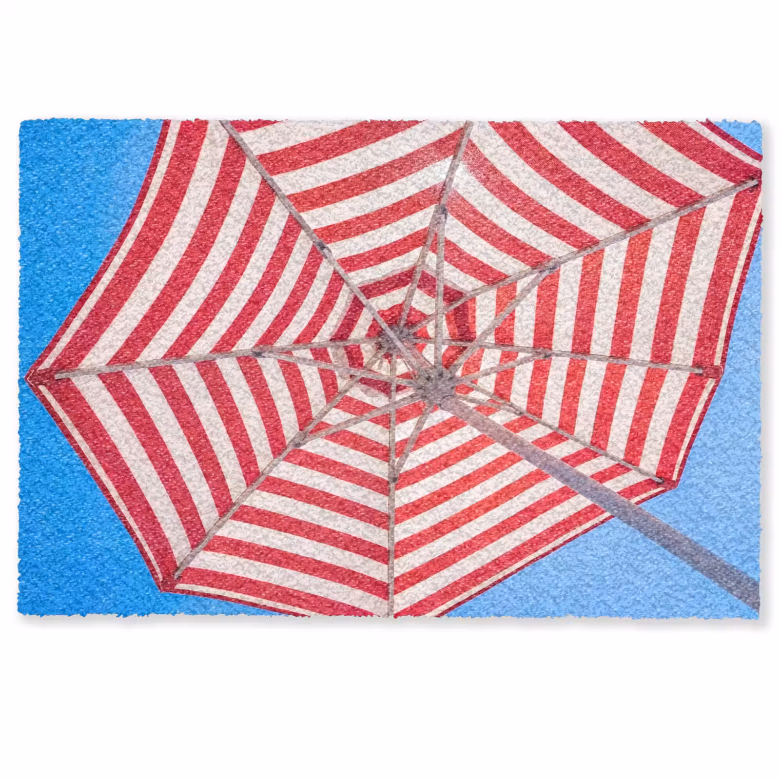Deurmat - Parasol - Strepen - Zomer - Rood - Blauw — 1