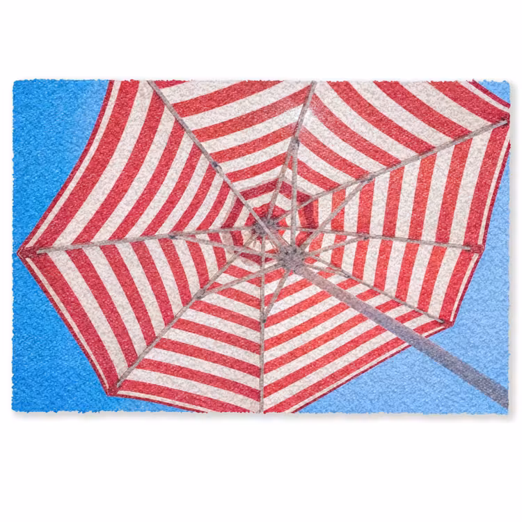 Deurmat - Parasol - Strepen - Zomer - Rood - Blauw — 1