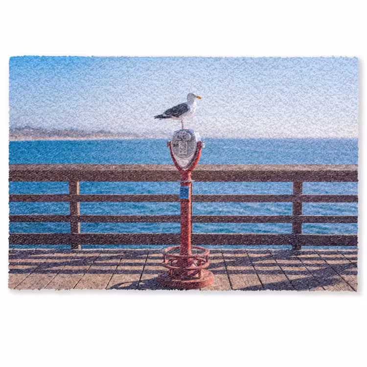 Deurmat - Vogel - Verrekijker - Kust - Zee - Blauw — 1