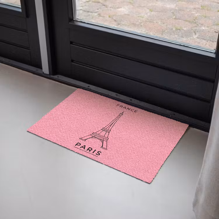 Deurmat - Eiffeltoren - Parijs - Architectuur - Minimalistisch - Roze — 2