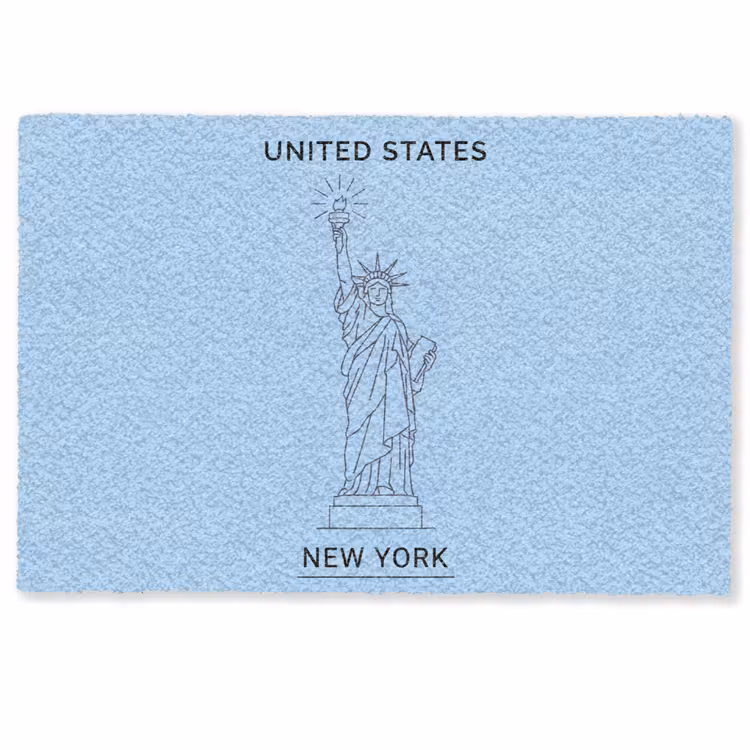 Deurmat - Monument - Vrijheidsbeeld - New York - Minimalistisch - Blauw — 1