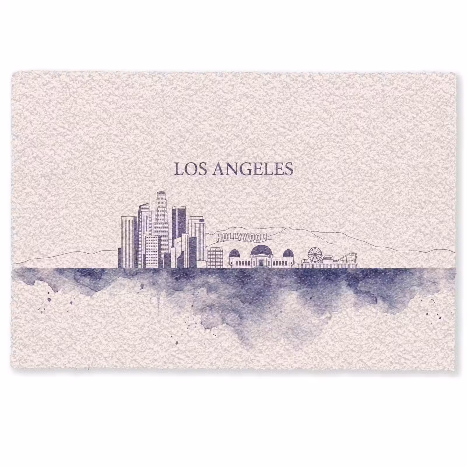 Deurmat - Los Angeles - Skyline - Architectuur - Aquarel - Blauw — 1
