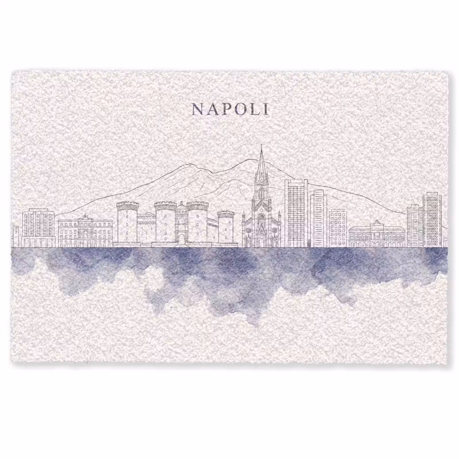 Deurmat - Napels - Skyline - Italie - Lijntekening - Aquarel — 1