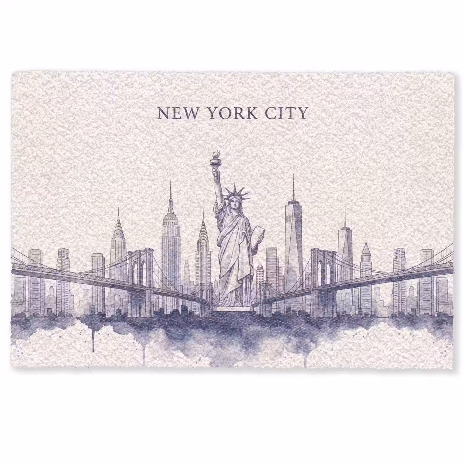 Deurmat - New York - Vrijheidsbeeld - Skyline - Illustratie - Blauw — 1
