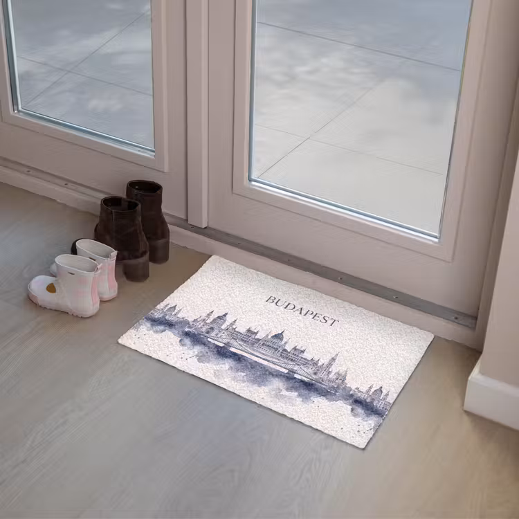 Deurmat - Boedapest - Skyline - Architectuur - Aquarel - Blauw — 8