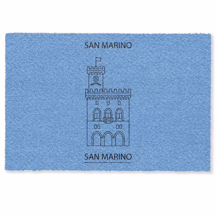 Deurmat - Gebouw - San Marino - Architectuur - Lijntekening - Blauw — 1
