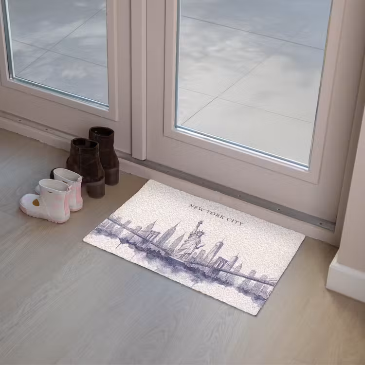 Deurmat - New York - Vrijheidsbeeld - Skyline - Illustratie - Blauw — 8