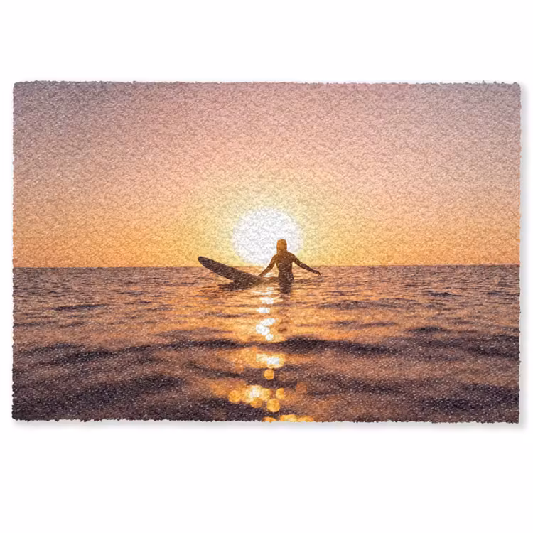Deurmat - Persoon - Surfen - Zonsondergang - Zee - Oranje — 1