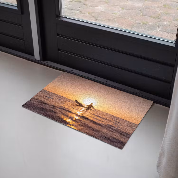 Deurmat - Persoon - Surfen - Zonsondergang - Zee - Oranje — 2