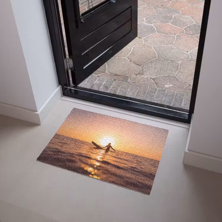 Deurmat - Persoon - Surfen - Zonsondergang - Zee - Oranje — 4