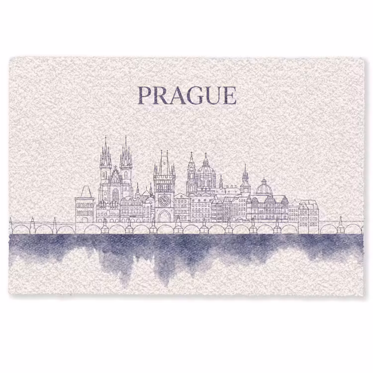 Deurmat - Praag - Skyline - Architectuur - Blauw — 1