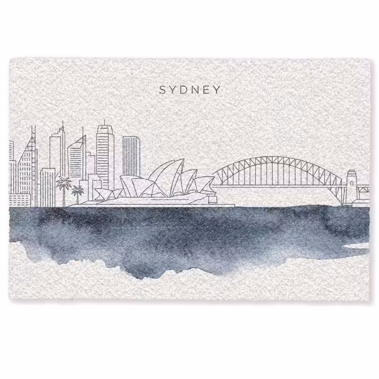 Deurmat - Stad - Skyline - Architectuur - Minimalistisch - Blauw — 1