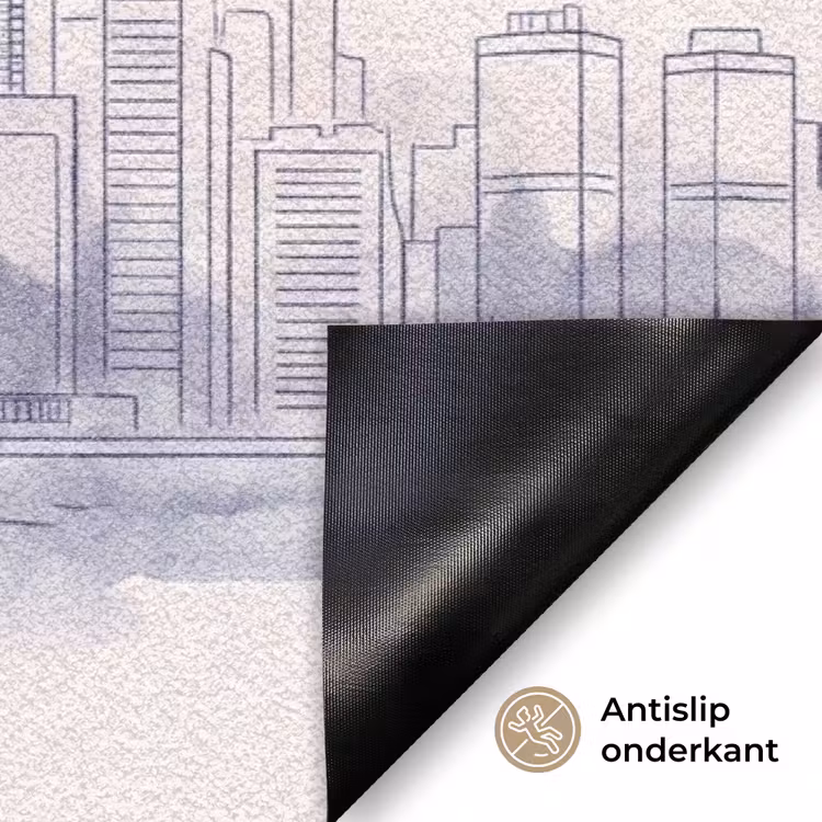 Deurmat - Stad - Skyline - Water - Lijntekening - Blauw — 6