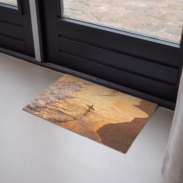 Deurmat - Surfer - Strand - Zonsondergang - Oceaan - Goud — 2
