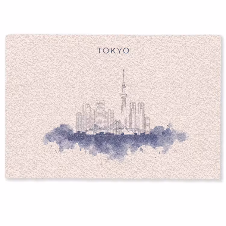 Deurmat - Tokyo - Skyline - Stad - Abstract - Blauw — 1