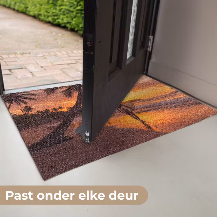 Deurmat - Vrouw - Surfplank - Strand - Zonsondergang - Oranje — 7