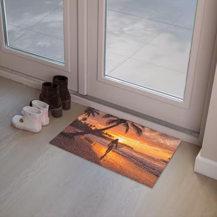 Deurmat - Vrouw - Surfplank - Strand - Zonsondergang - Oranje — 8