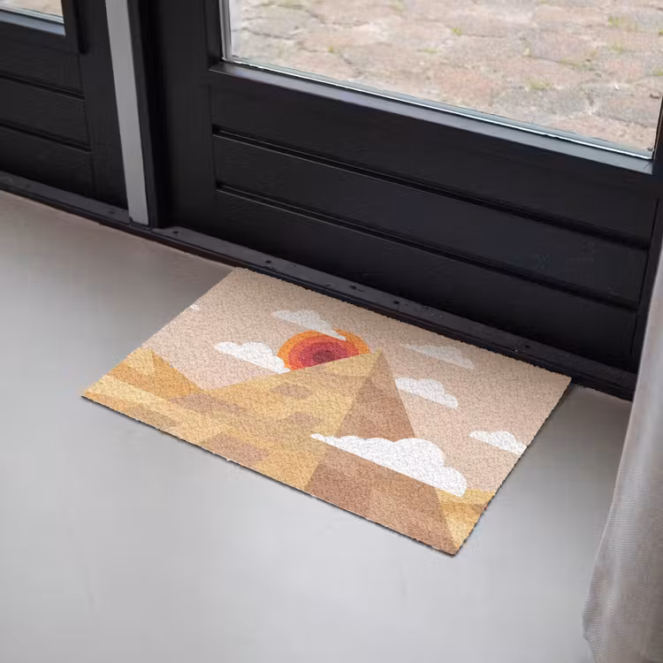 Deurmat - Piramide - Zon - Woestijn - Modern - Oranje — 2