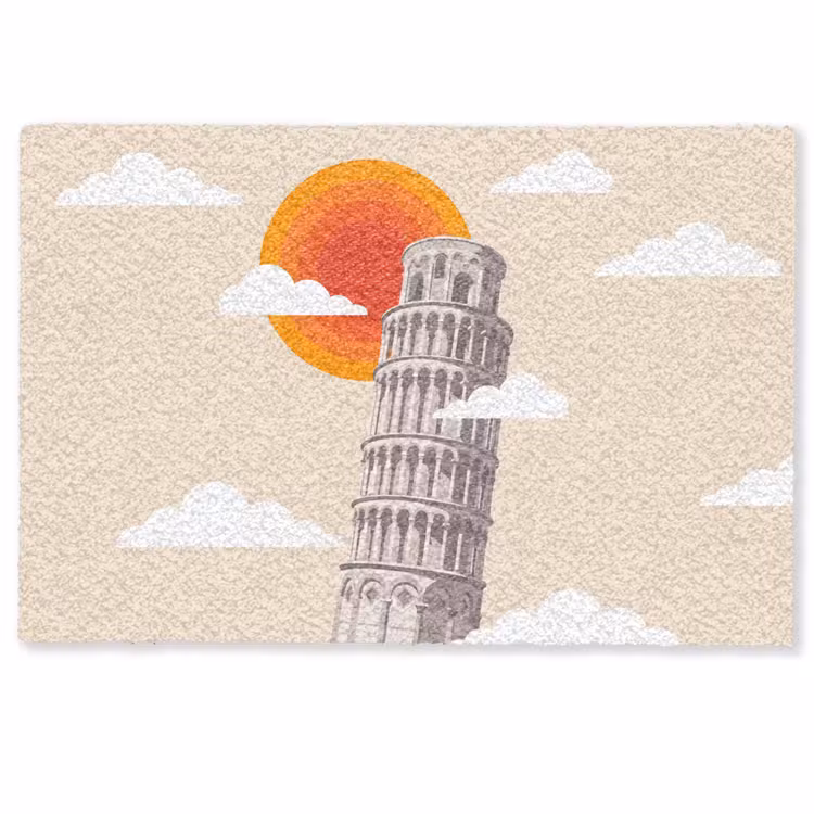Deurmat - Toren - Pisa - Architectuur - Minimalistisch - Beige — 1