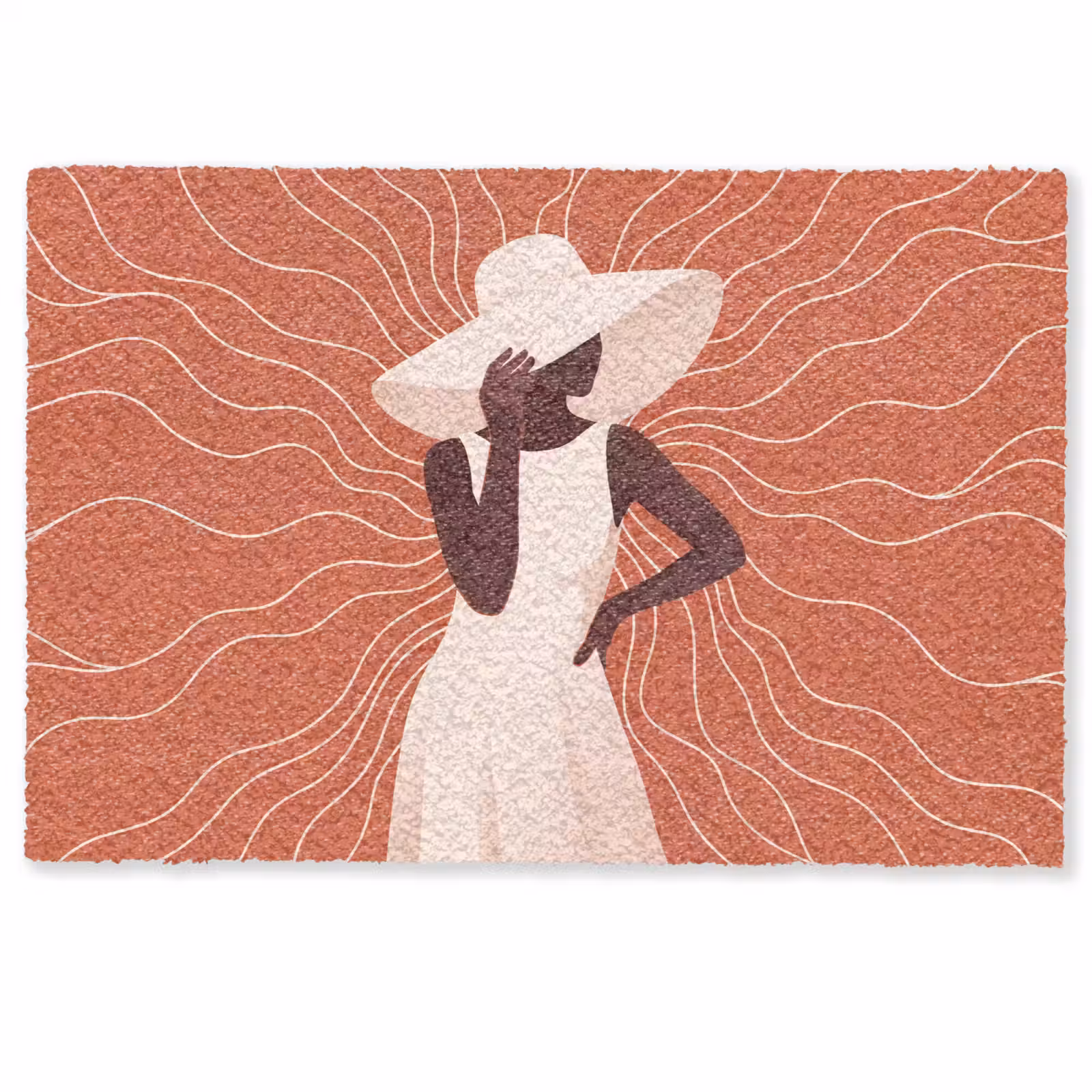 Deurmat - Vrouw - Hoed - Portret - Modern - Beige — 1
