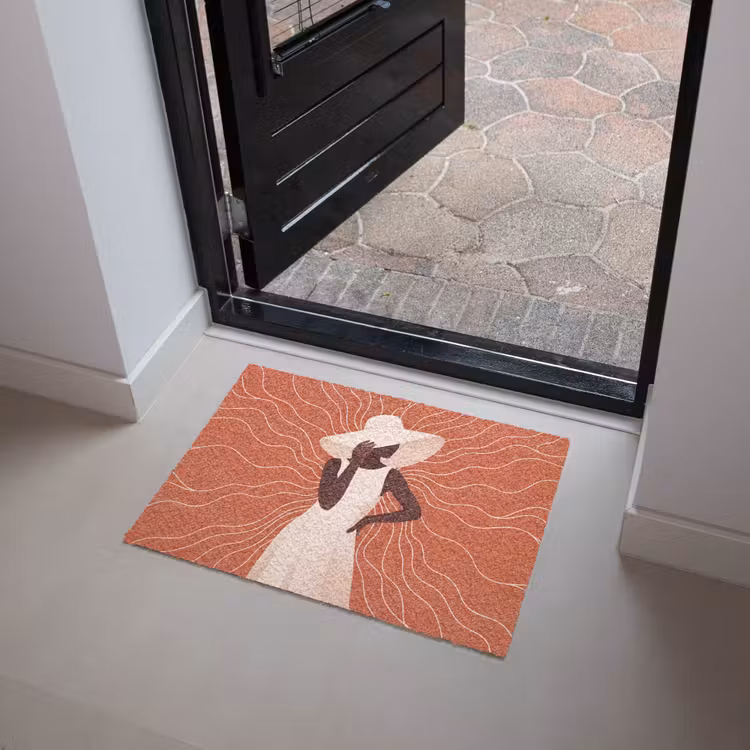 Deurmat - Vrouw - Hoed - Portret - Modern - Beige — 4