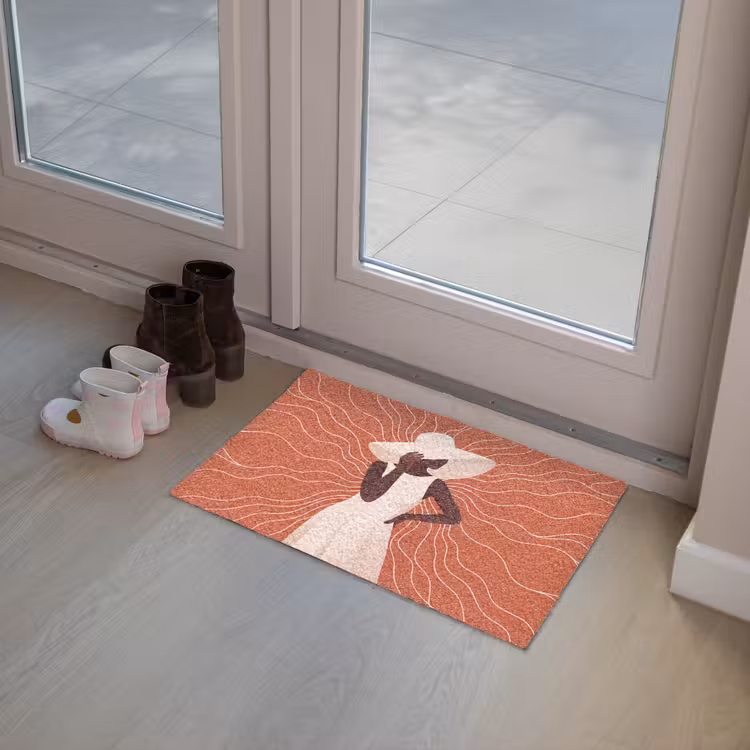 Deurmat - Vrouw - Hoed - Portret - Modern - Beige — 8